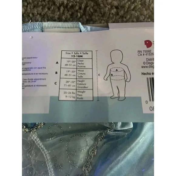 Cinderella Costume Infant 12-18 Months Disney Baby New - Picture 4 of 4